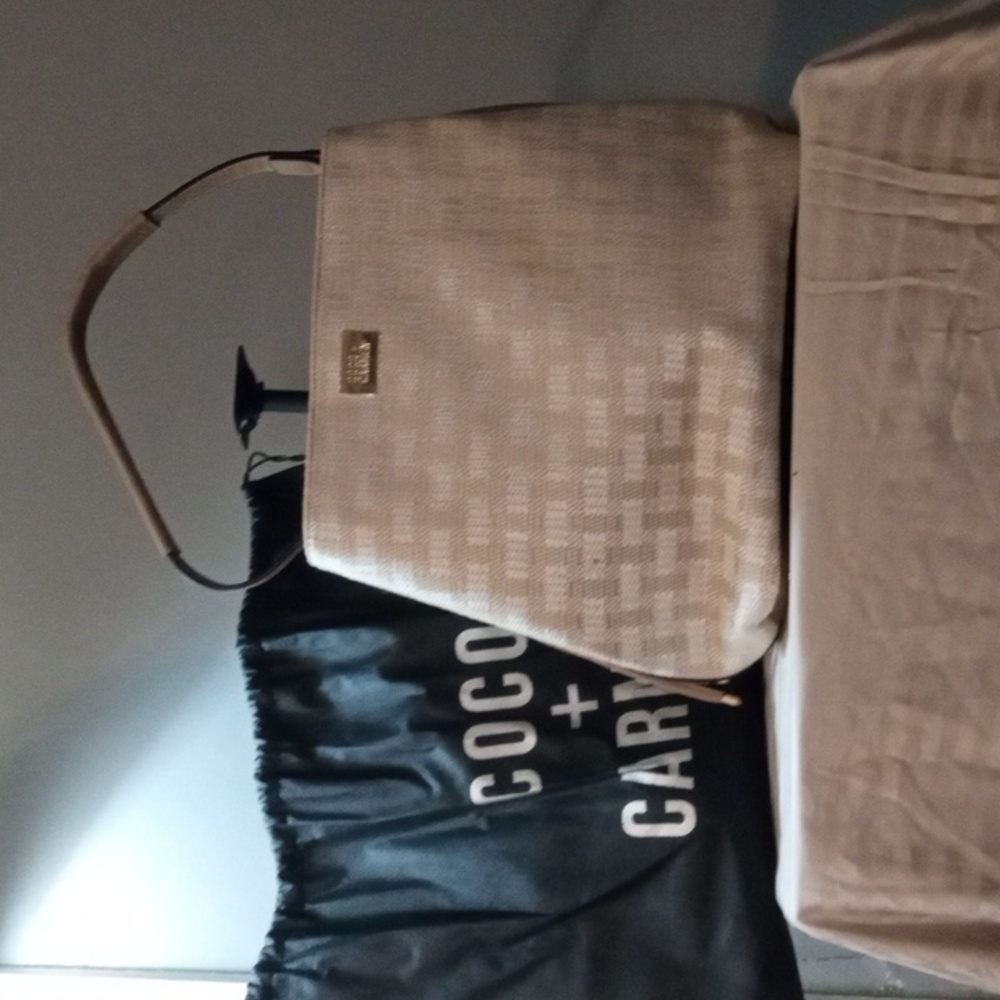 Coco + Carmen beige and leather purse
